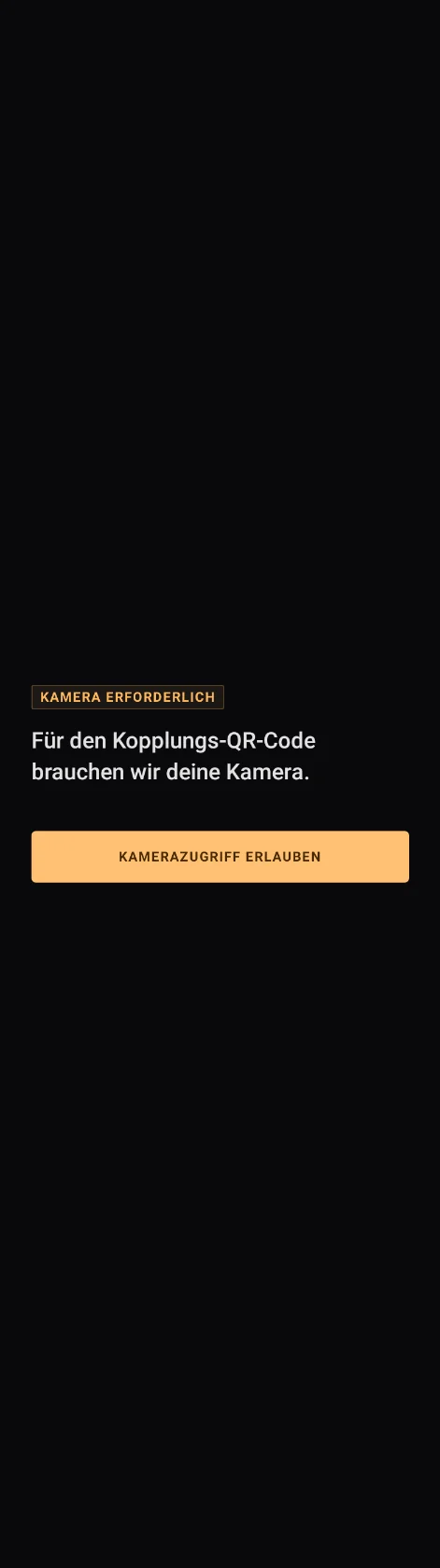 Die Android-App fragt nach dem Kamerazugriff, um den Code zu scannen
