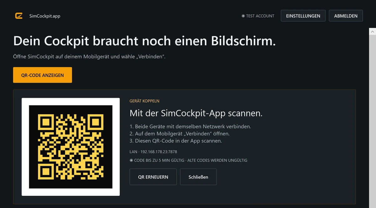Der Kopplungs-QR-Code in der Windows-App